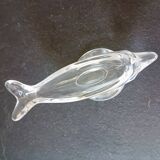 Set of 2 Empty Pockets, Dolphin Fish Glass Jars, Vannes Crystal