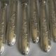 Set of 12 knives with silver metal handles and stainless steel blades.