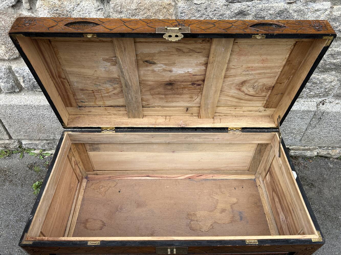 Large Chinese carved camphor wood chest from the 20s/30s