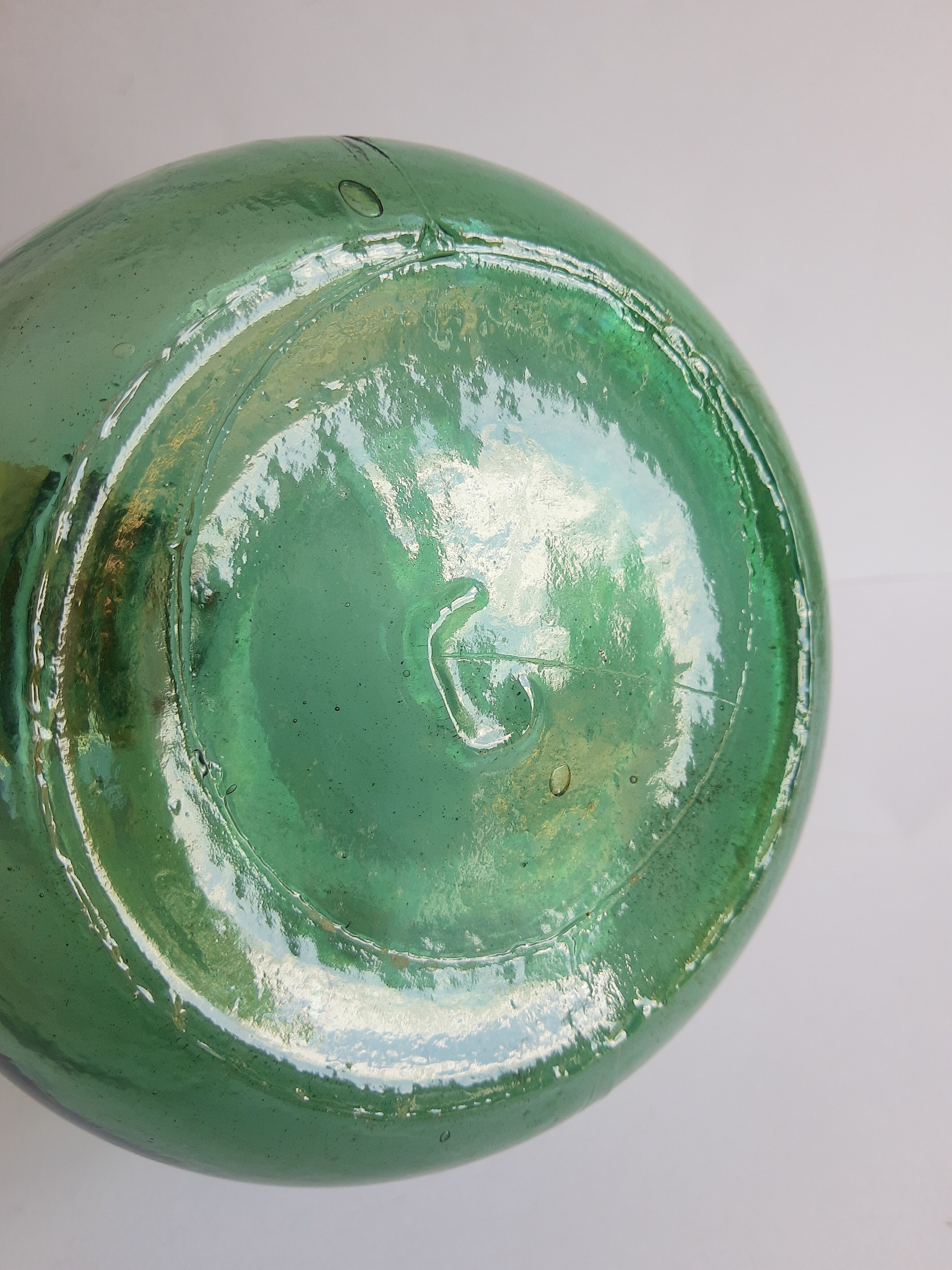 Vintage Ayelense Green Glass Demijohn
