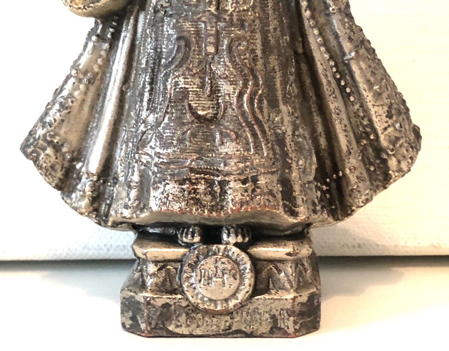 Statuette Jésus Couronné Métal Argenté