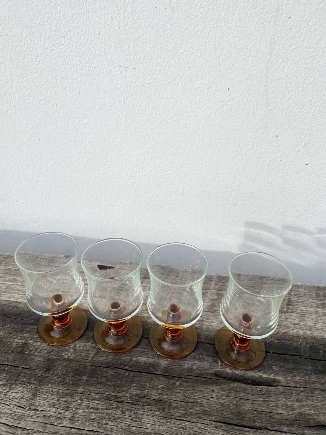 Amber stemmed glasses