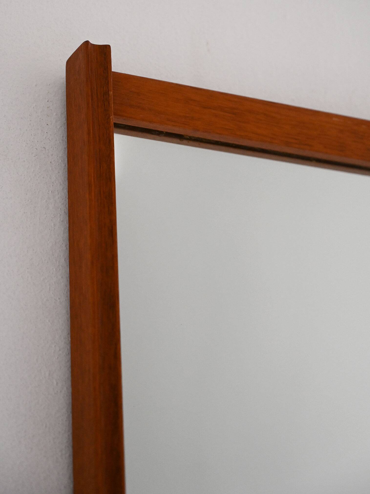 Vintage Scandinavian Teak Mirror with Grooved Frame