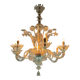 Venetian Chandelier in Colorless Murano Glass with 6 Lights, Circa 1930