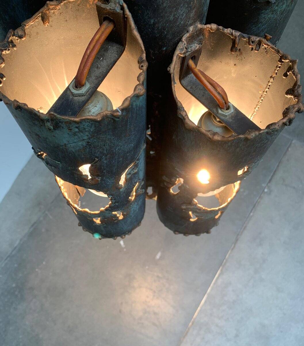 Brutalist Mid-Century Metal Pendant