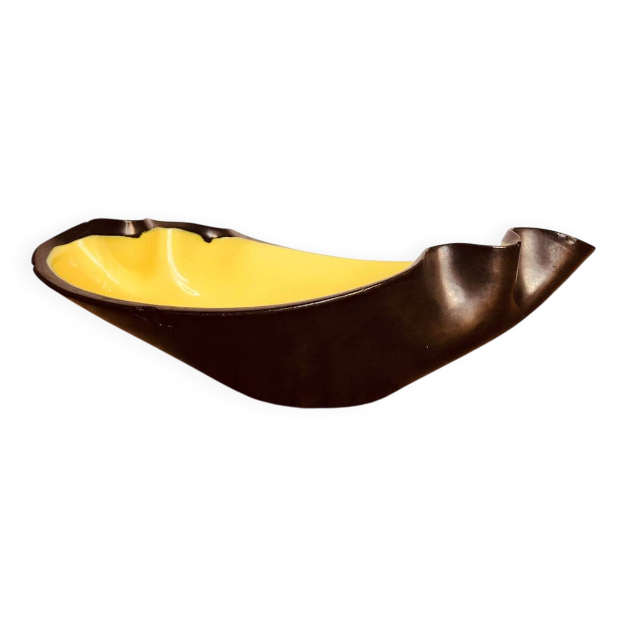 Elchinger yellow and black ceramic bowl. 1950s