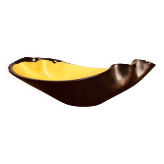 Coupe céramique Elchinger jaune et noir . 1950s