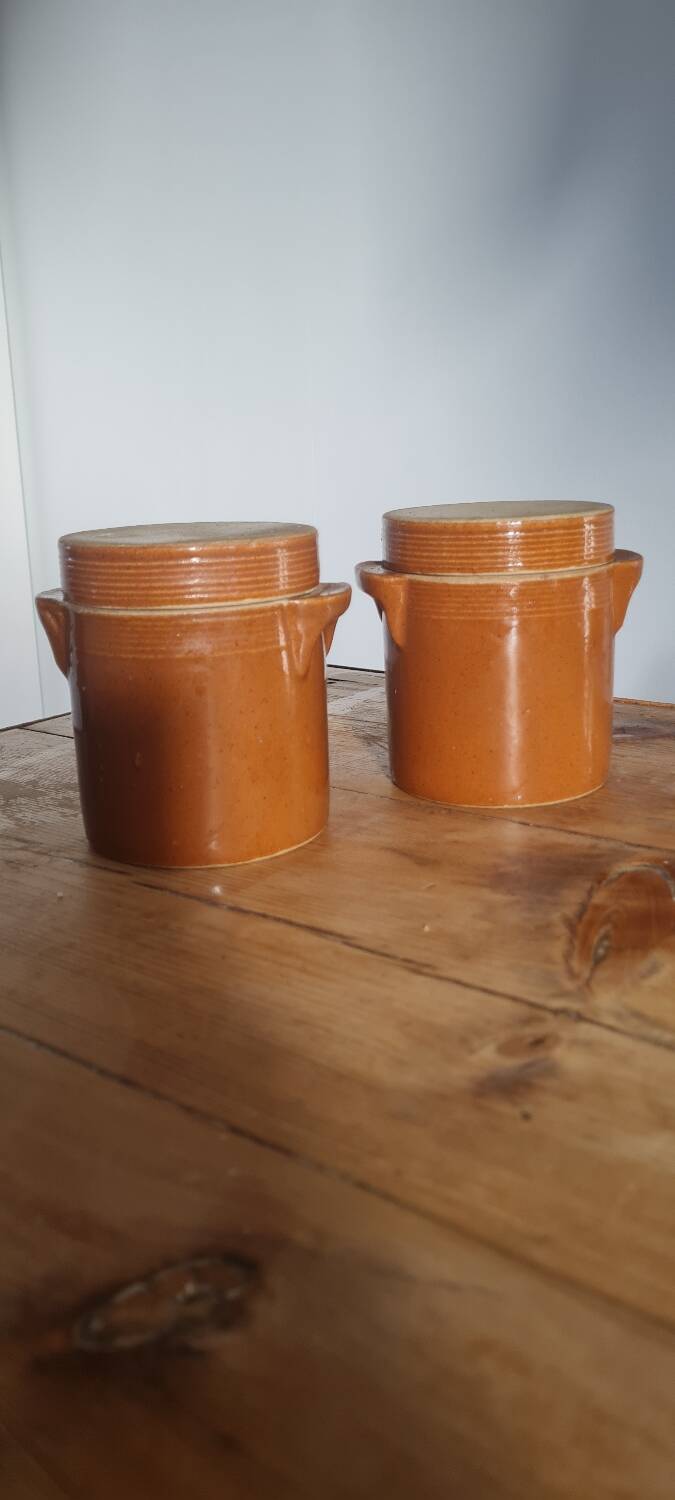 Pair of stoneware grease pots