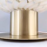 White Murano Glass and Brass Table Lamp, Italy, 1980s