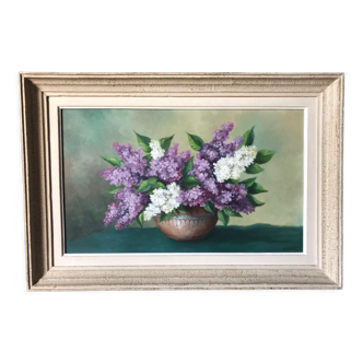 Oil on panel by yves hilligot still life bouquet of flowers xxe