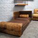Cognac leather patchwork modular sofa or daybeds, 1970s