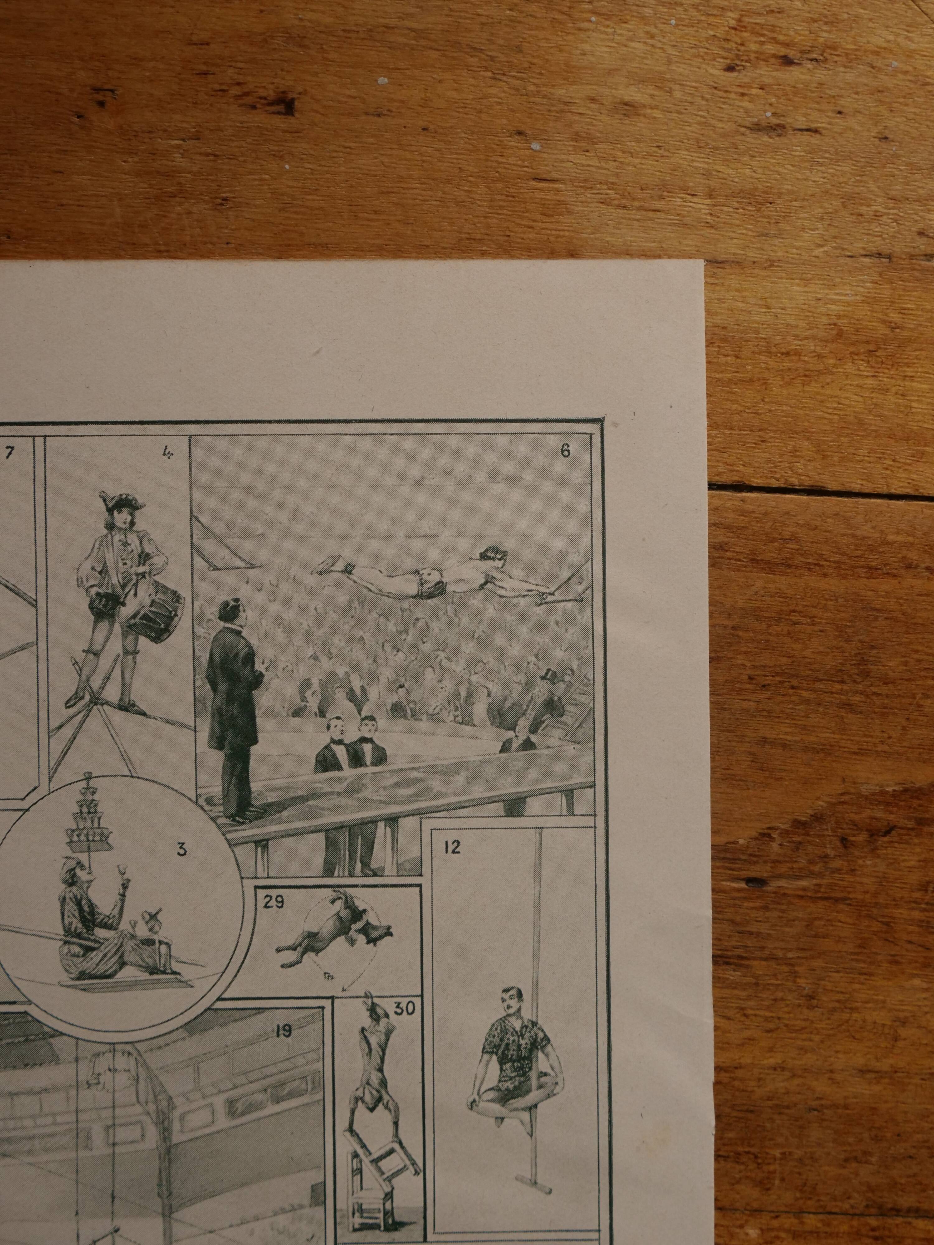 Original lithograph of acrobats