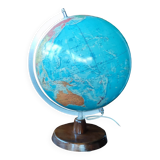 Ancien globe terrestre lumineux mappemonde en verre