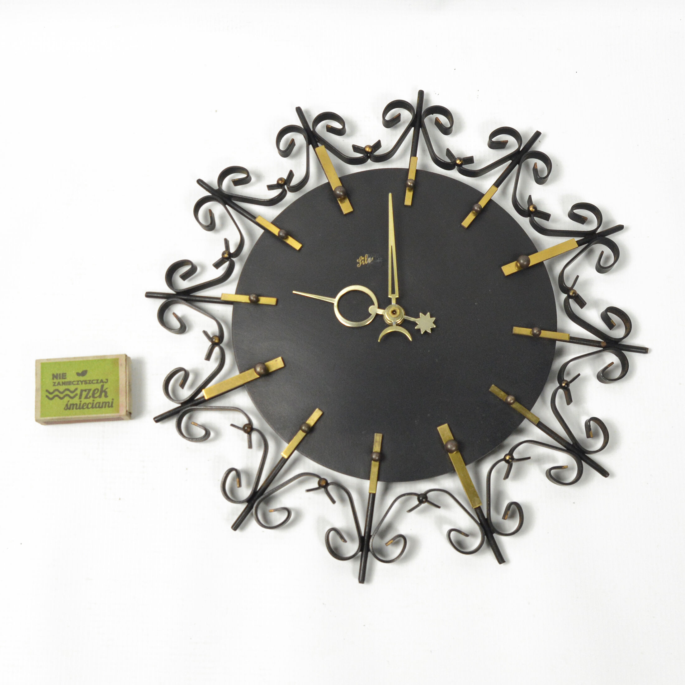 Metal wall clock, silvos, czechoslovakia, 1970s