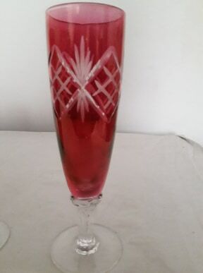 5 engraved glass champagne cups