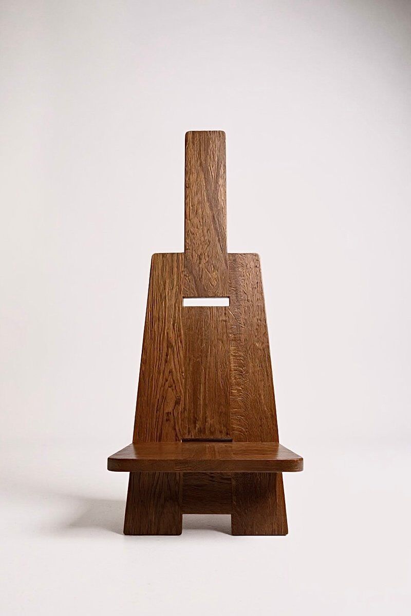 Brutalist minimalist armchair by Alain Gaubert, 1980s