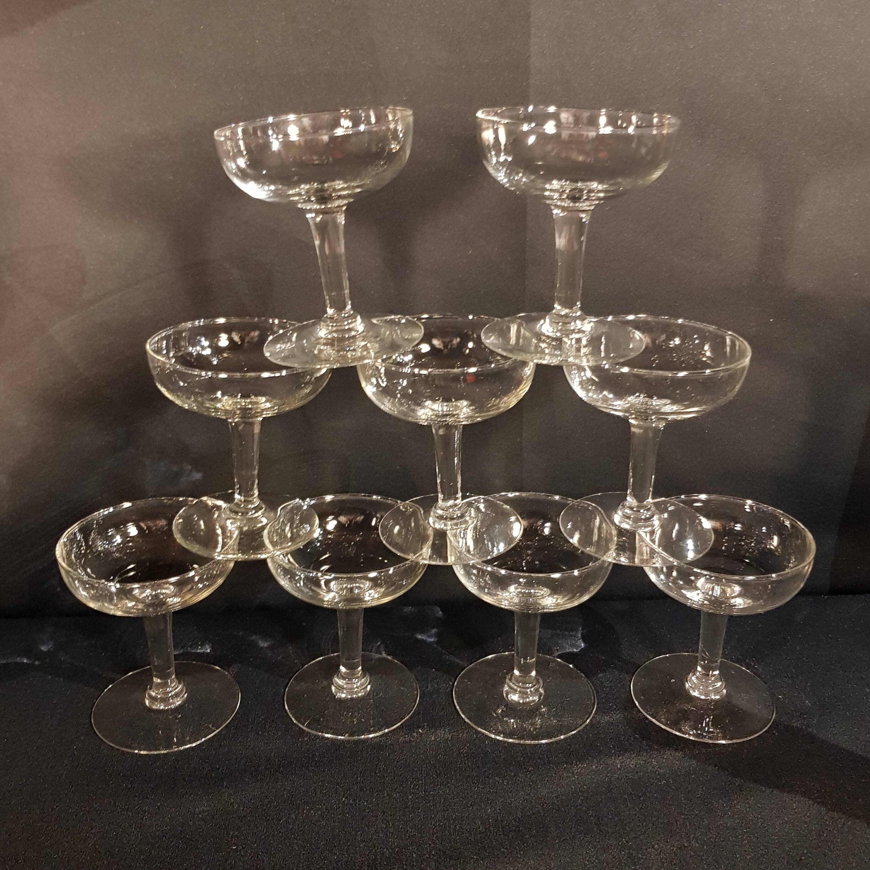 9 champagne glasses