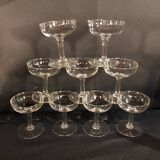 9 champagne glasses
