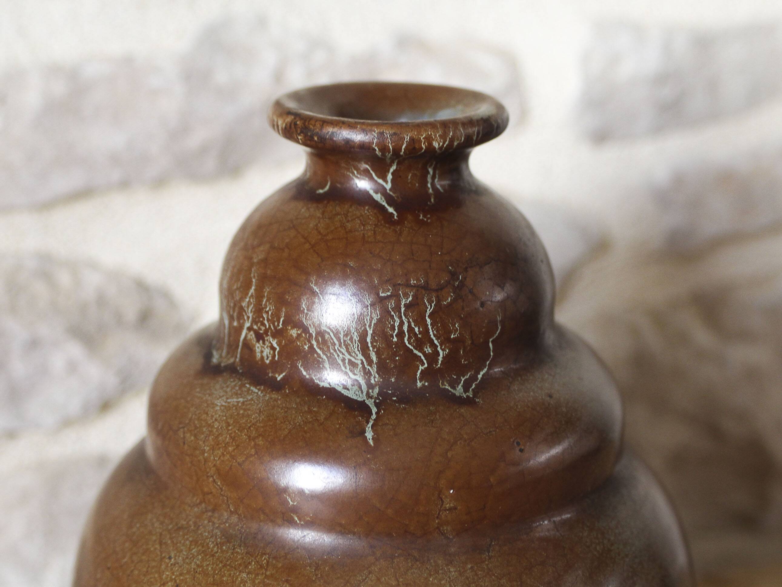 Coloquinte Vase Bordeaux Art Ceramics