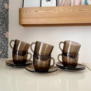 Set of 6 Vereco vintage 70 smoked glass cups