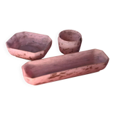 set of 3 pink glass paste 1920 signed Lorrain 23x13 good condition