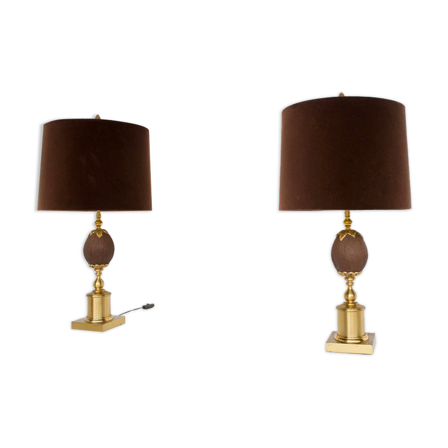 PAIR OF GILDED METAL LAMPS  70'