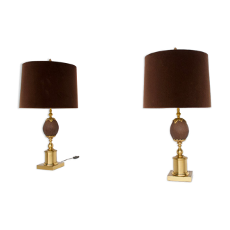 PAIR OF GILDED METAL LAMPS  70'