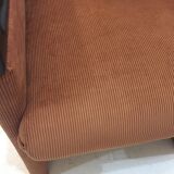 Pair of reupholstered ribbed velvet armchairs