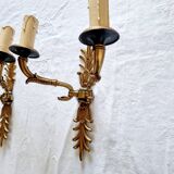 Pair of Empire style wall sconces in gilded bronze and Empire green, mid