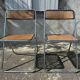 Pair of vintage metal caned folding chairs