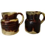 Petite paire de pichets anciens en céramique française de Dieulefit