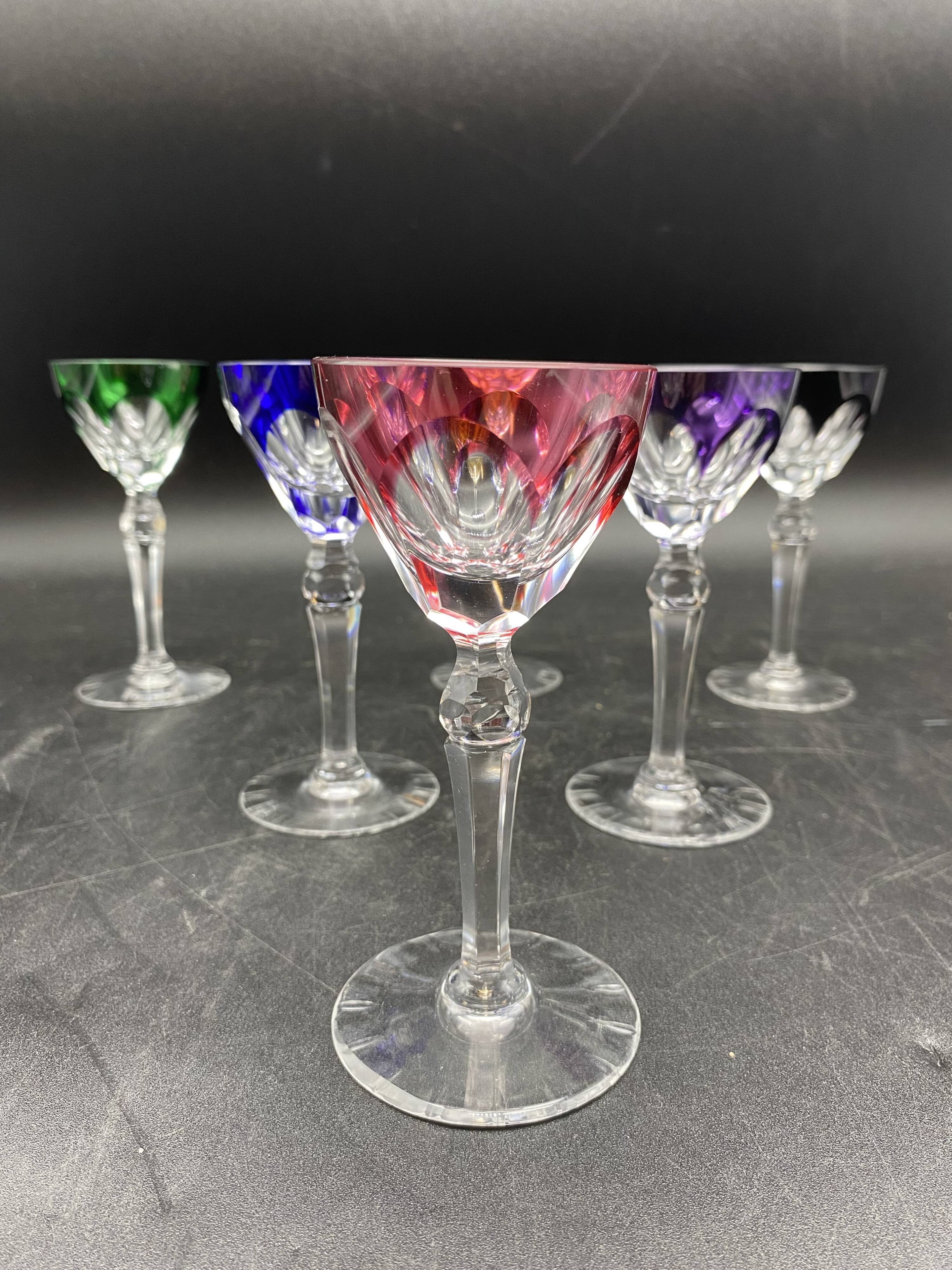 6 colored crystal port glass