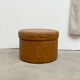 Brown leather patchwork storage pouffe
