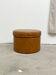 Brown leather patchwork storage pouffe