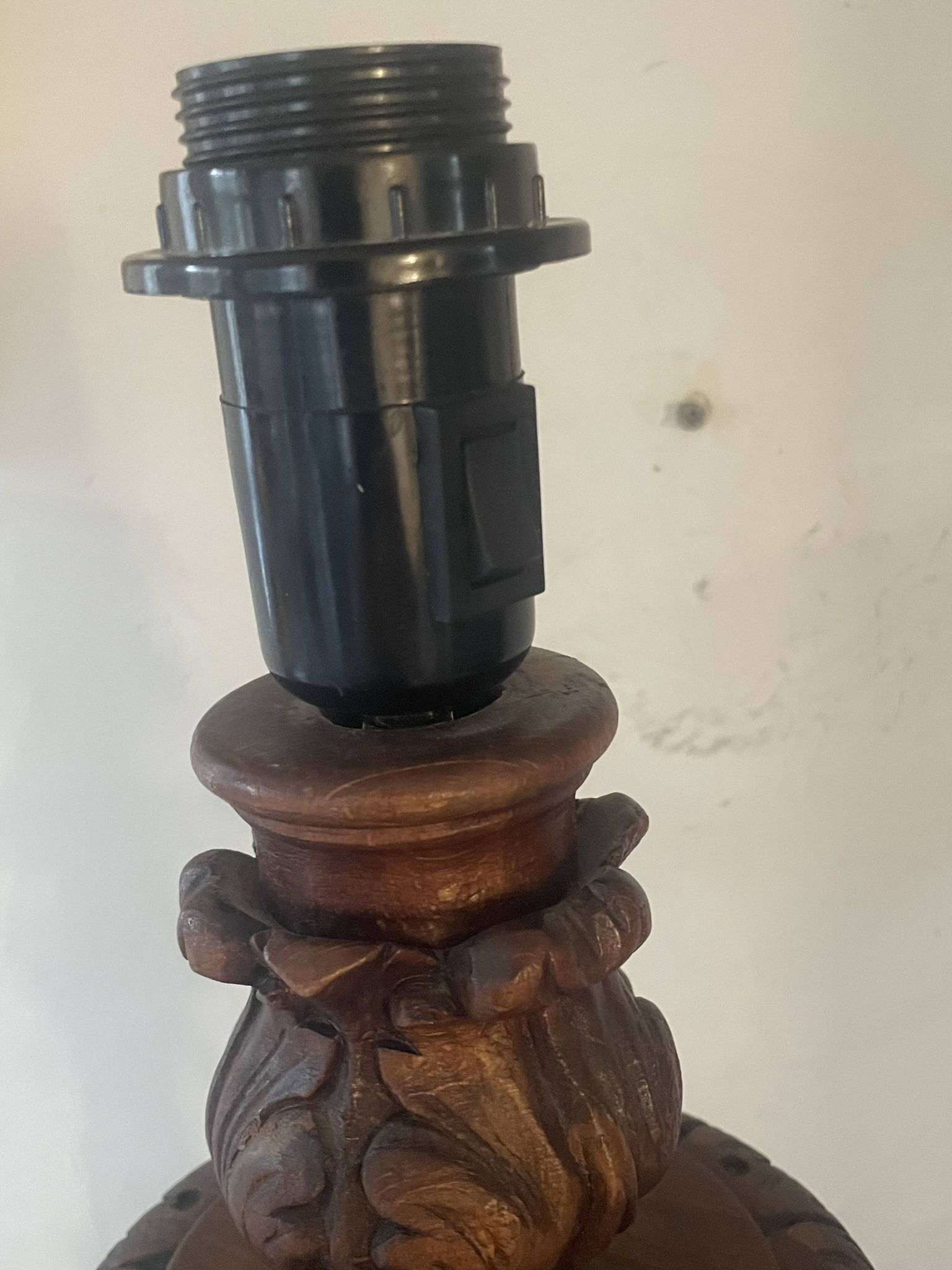 Antique carved wooden lamp 67cm