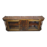 Renovated large walnut art deco hanging display cabinet, 1930s