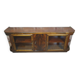 Renovated large walnut art deco hanging display cabinet, 1930s