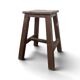 Tabouret d'atelier en bois peint brun à poignée