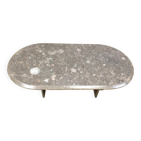 Vintage italian grey marble coffee table, 1970s