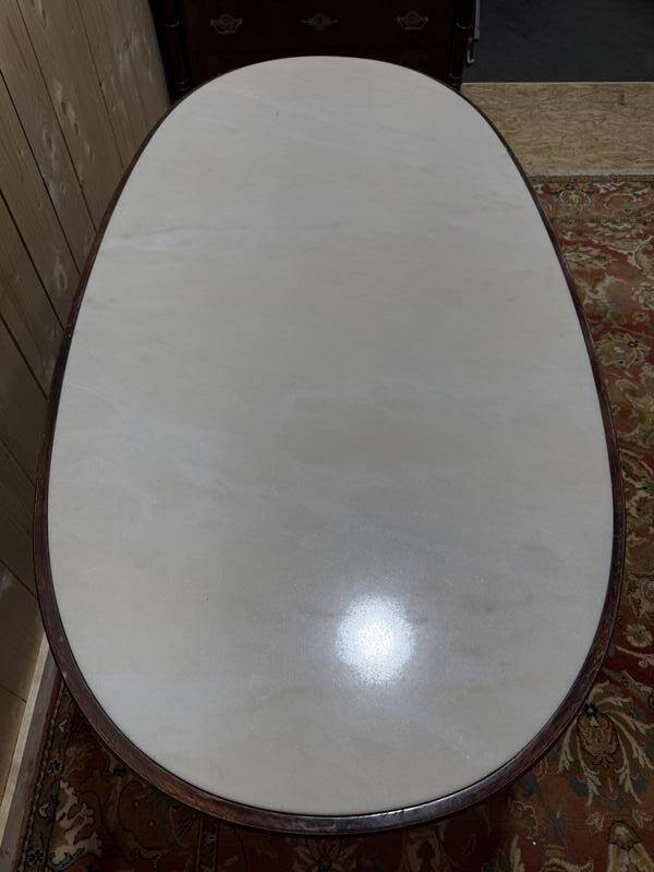Table à manger ovale en marbre et palissandre