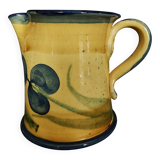 Vintage earthenware pitcher with a glossy finish, signature to be identified, 20th-century ceramics.