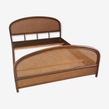 Two-seater vintage rattan bed 140 x 200 cm