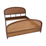 Two-seater vintage rattan bed 140 x 200 cm
