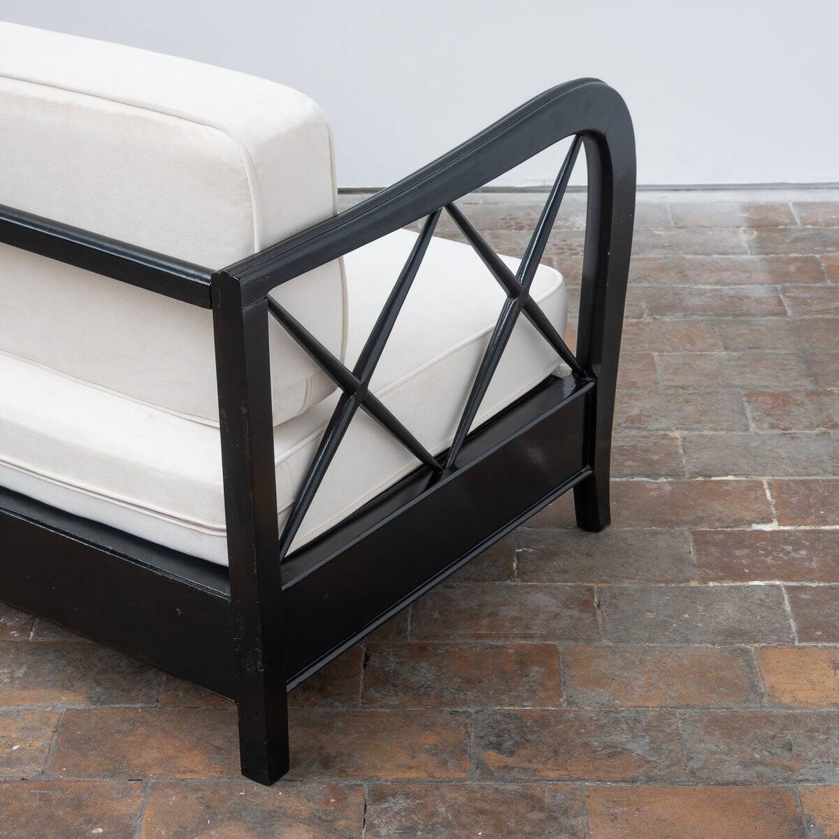 Modular Sofa in Velvet and Wood by Paolo Buffa, 1950s