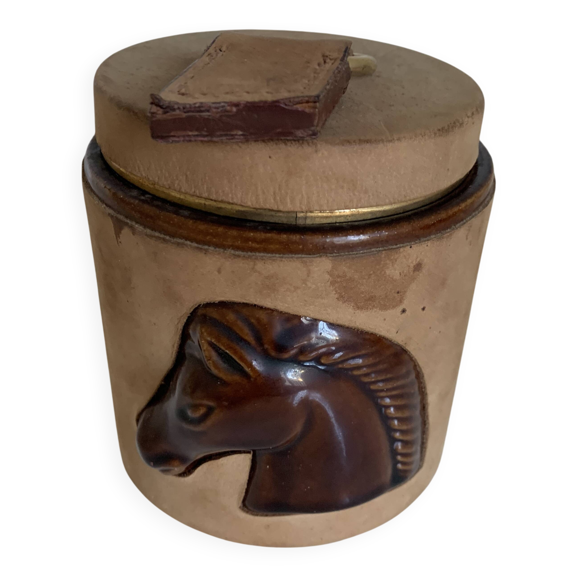 Vintage 1960s Longchamp suede and horse cigarette case - 11 x 10 cm