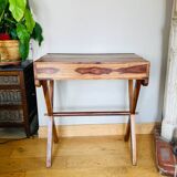 Desk, writing desk in solid rosewood and studded leather, 20th century.