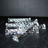 Set of 6 designer knife rests in twisted molded glass - vintage tableware