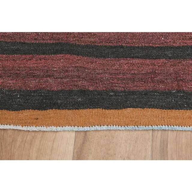 Vintage Turkish Striped Orange Purple Runner Rug 107x233