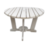 Ancienne table pliante de jardin a lattes de bois peint blanc