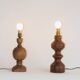 2 turned wooden lamp bases, 1940s-1960s